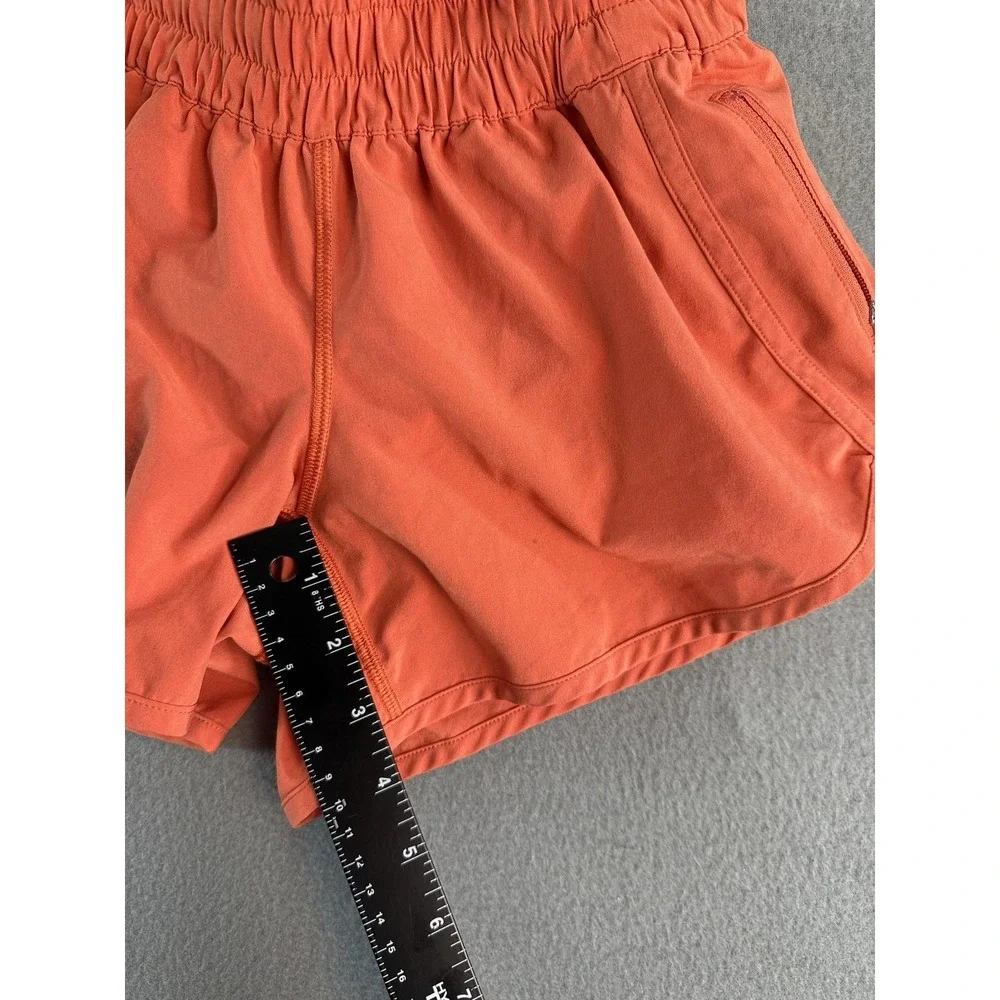Lululemon Shorts Womens 4 Orange Running 2.5 Inseam Elastic Waist Pocket Light